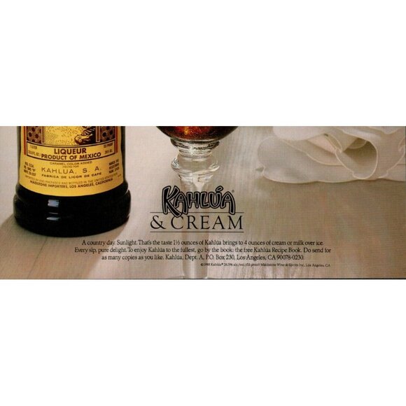 1989 Kahlua & Cream Vintage Print Ad (L14) - Picture 3 of 3